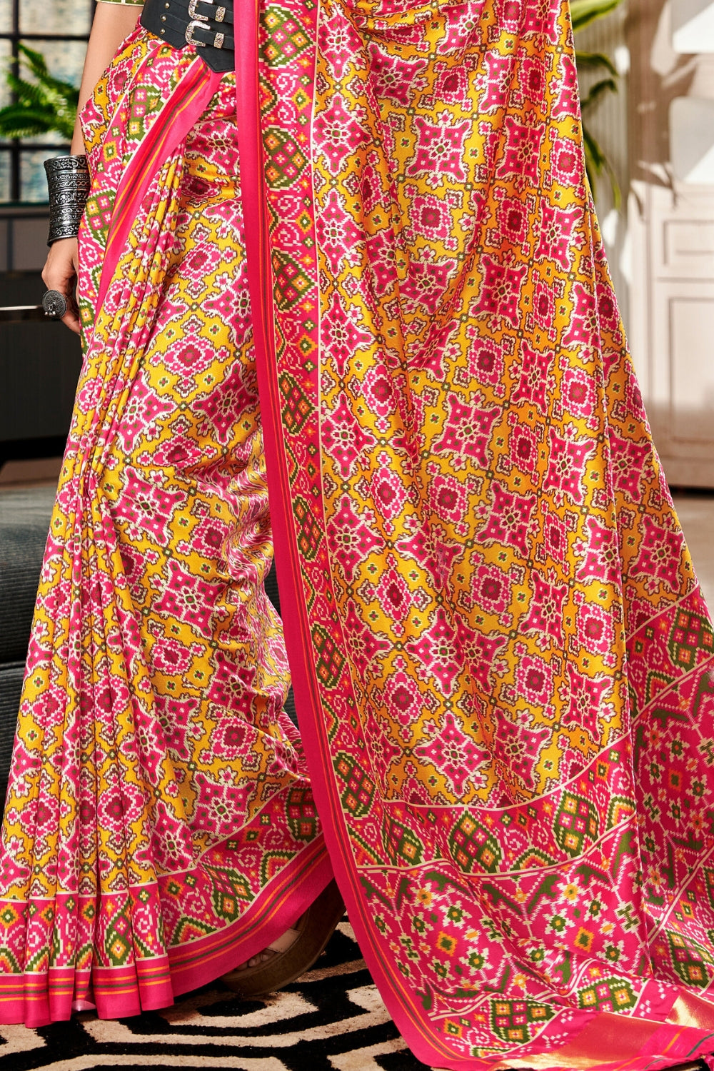 Yellow Pure Tusser Patola Saree