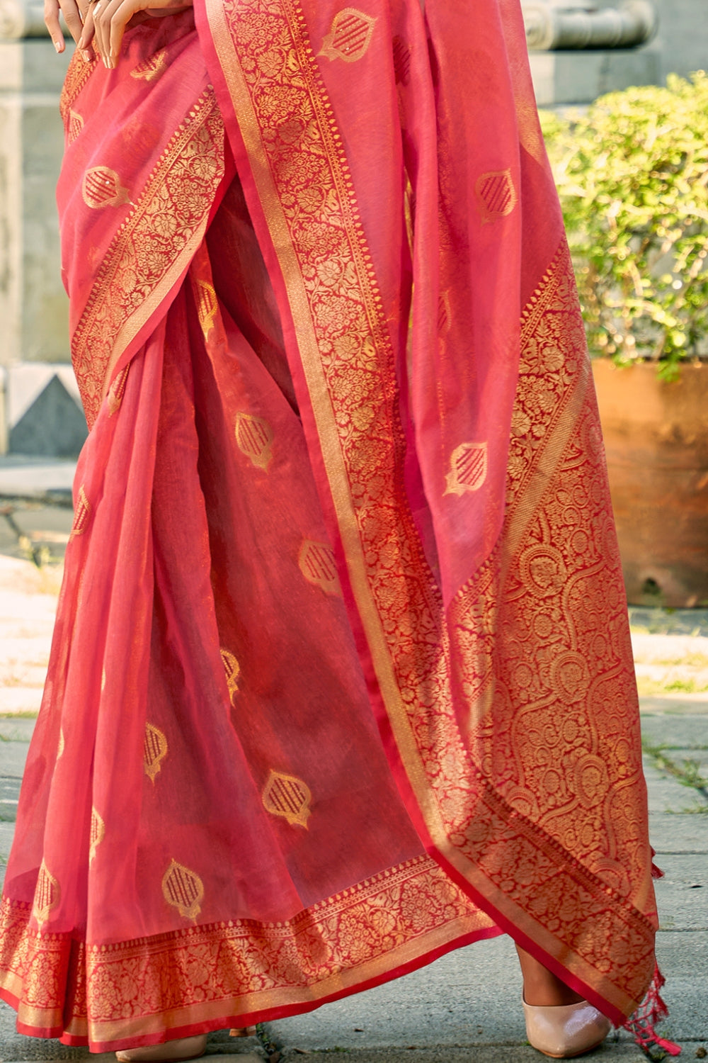 Pink Tissue Silk Saree