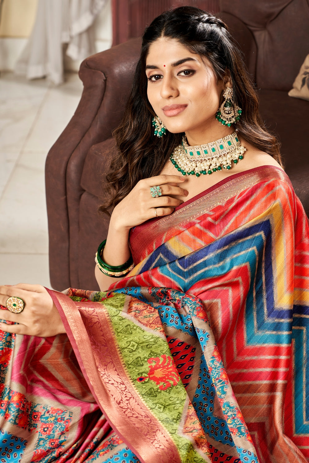 Multi Pure Satin Digital Saree