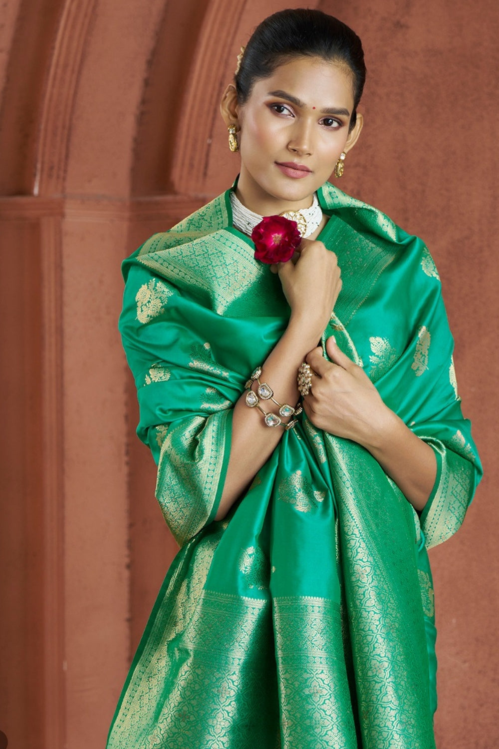 Green Banarasi Silk Saree