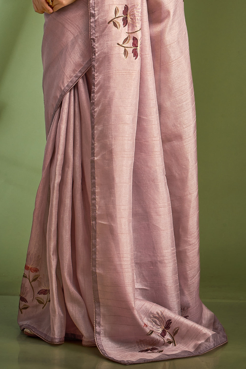 Lavender Pure Tusser With Hand Touched Work and Amazing Designer Blouse Saree