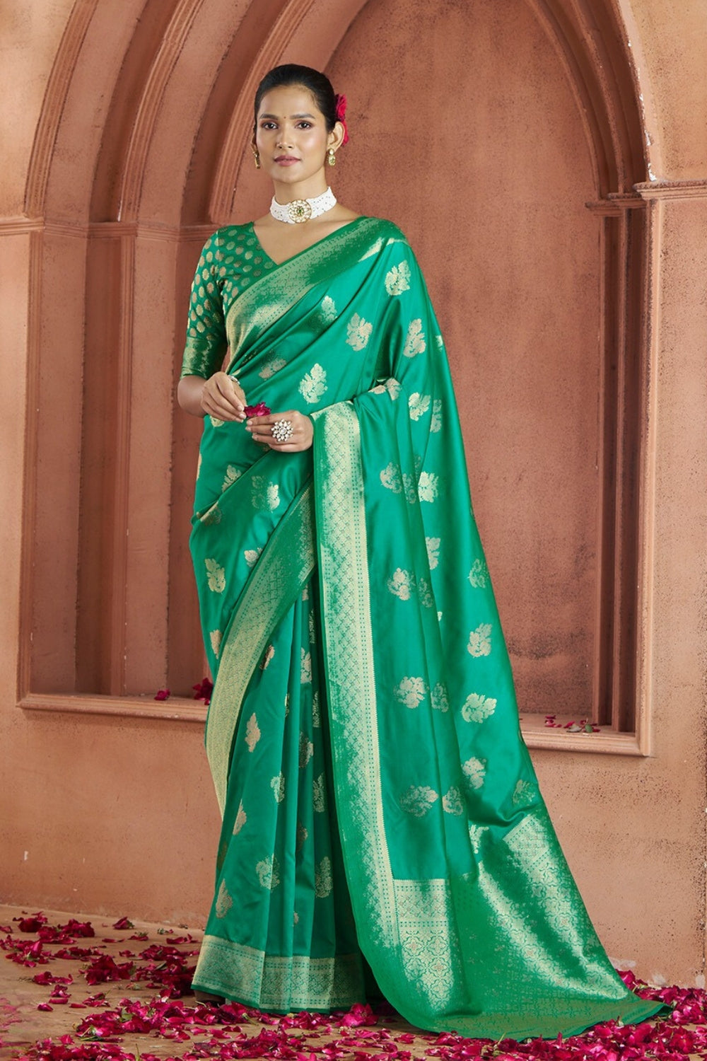 Green Banarasi Silk Saree