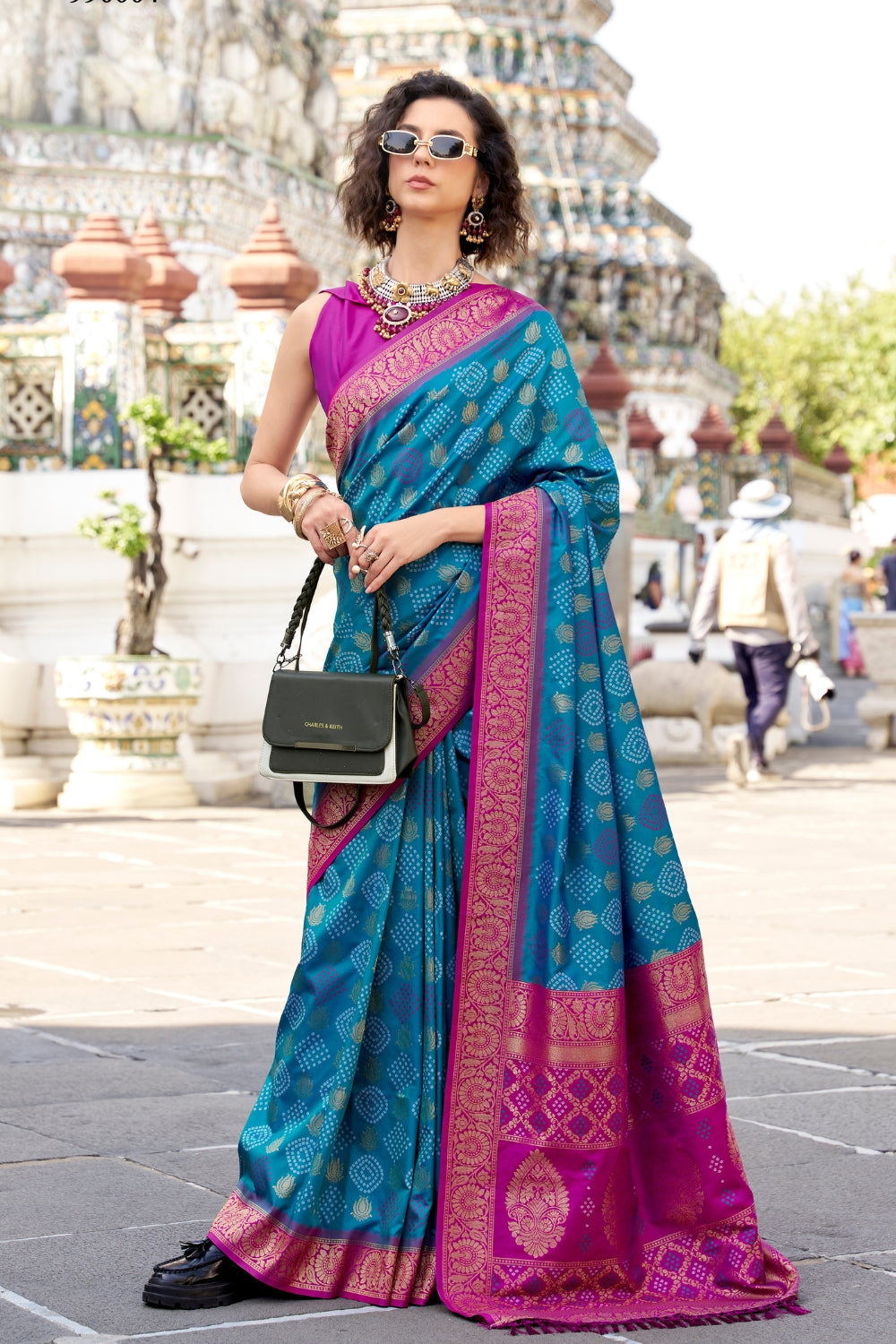 Blue Soft Banarasi Bandhani Silk Saree