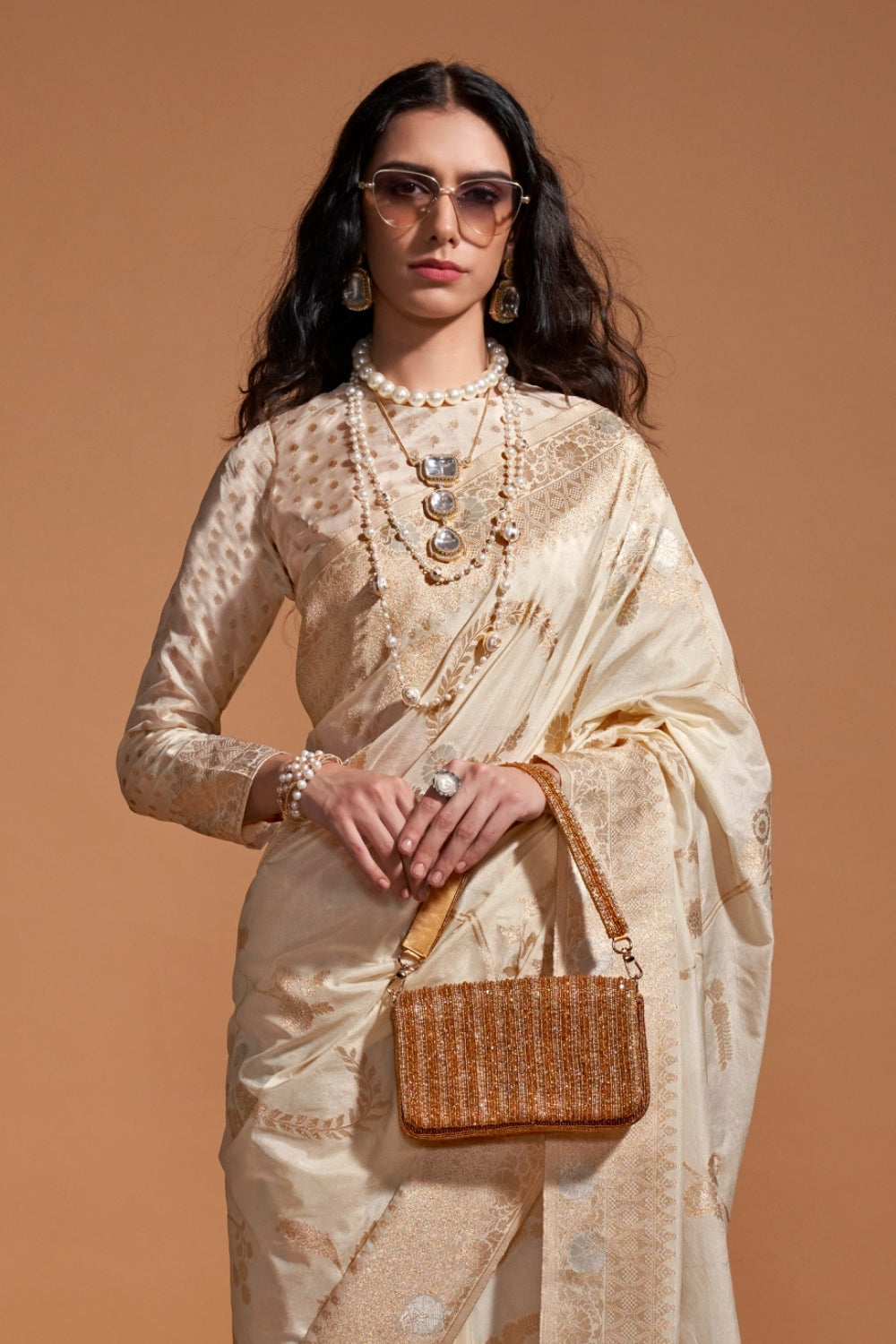 Beige Georgette Saree