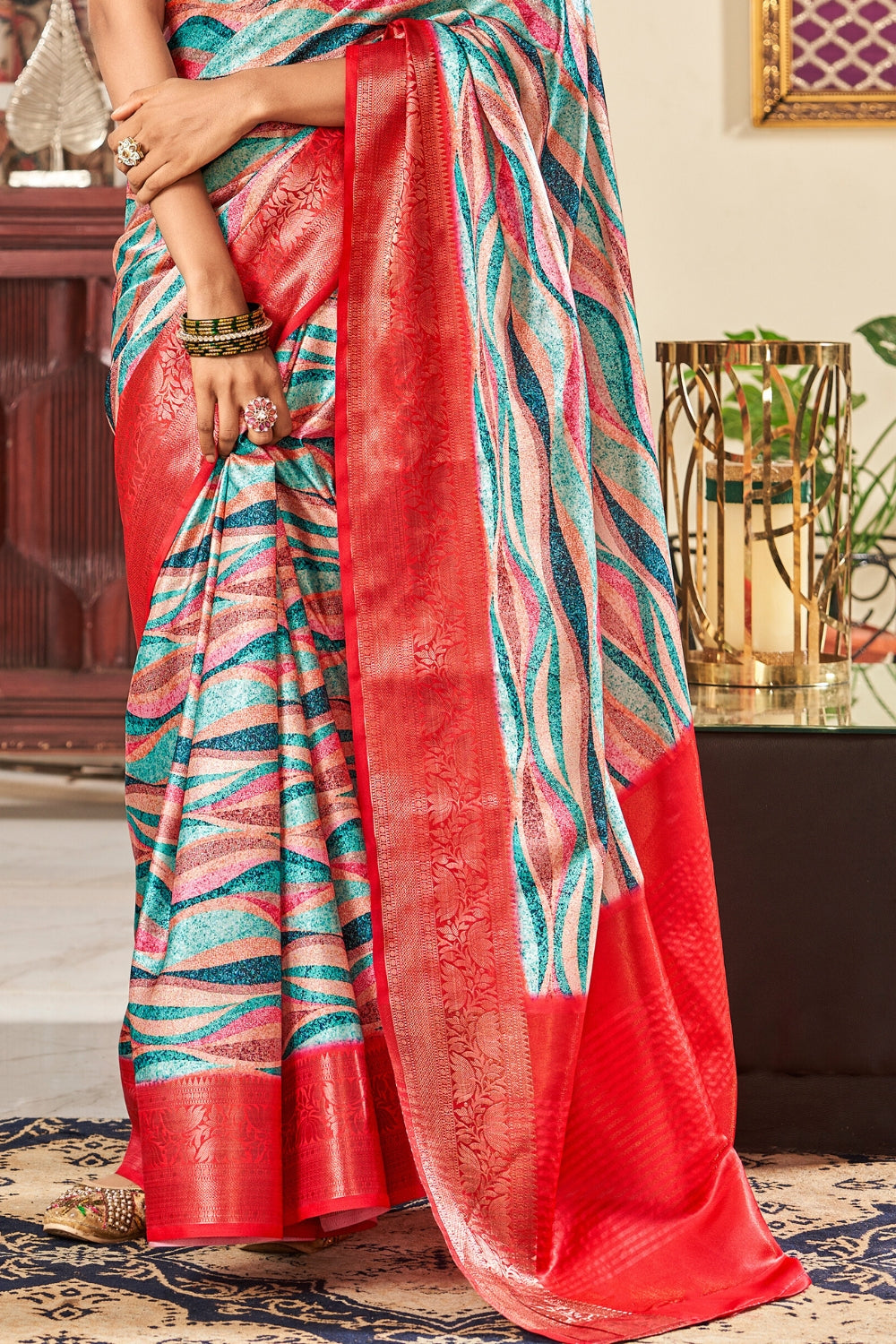 Multi Pure Satin Digital Saree