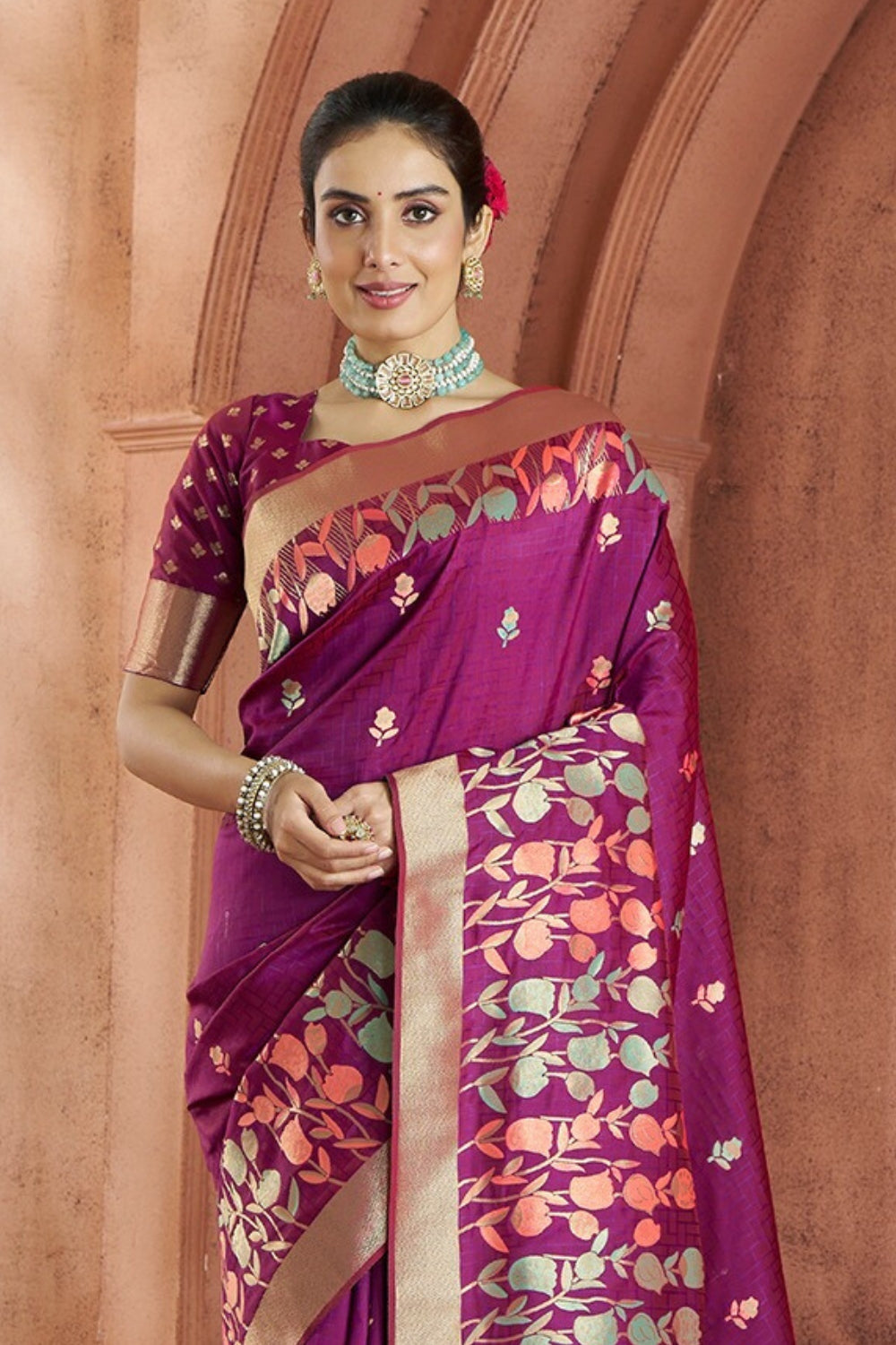 Purple Banarasi Silk Saree