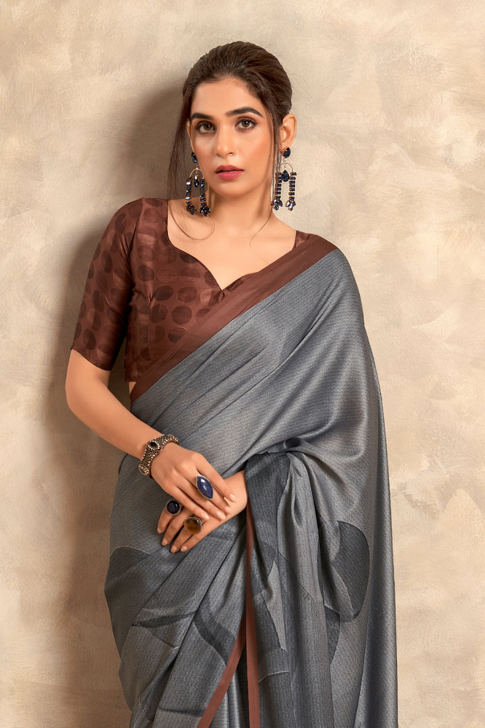 Multicolor Satin Crepe Saree