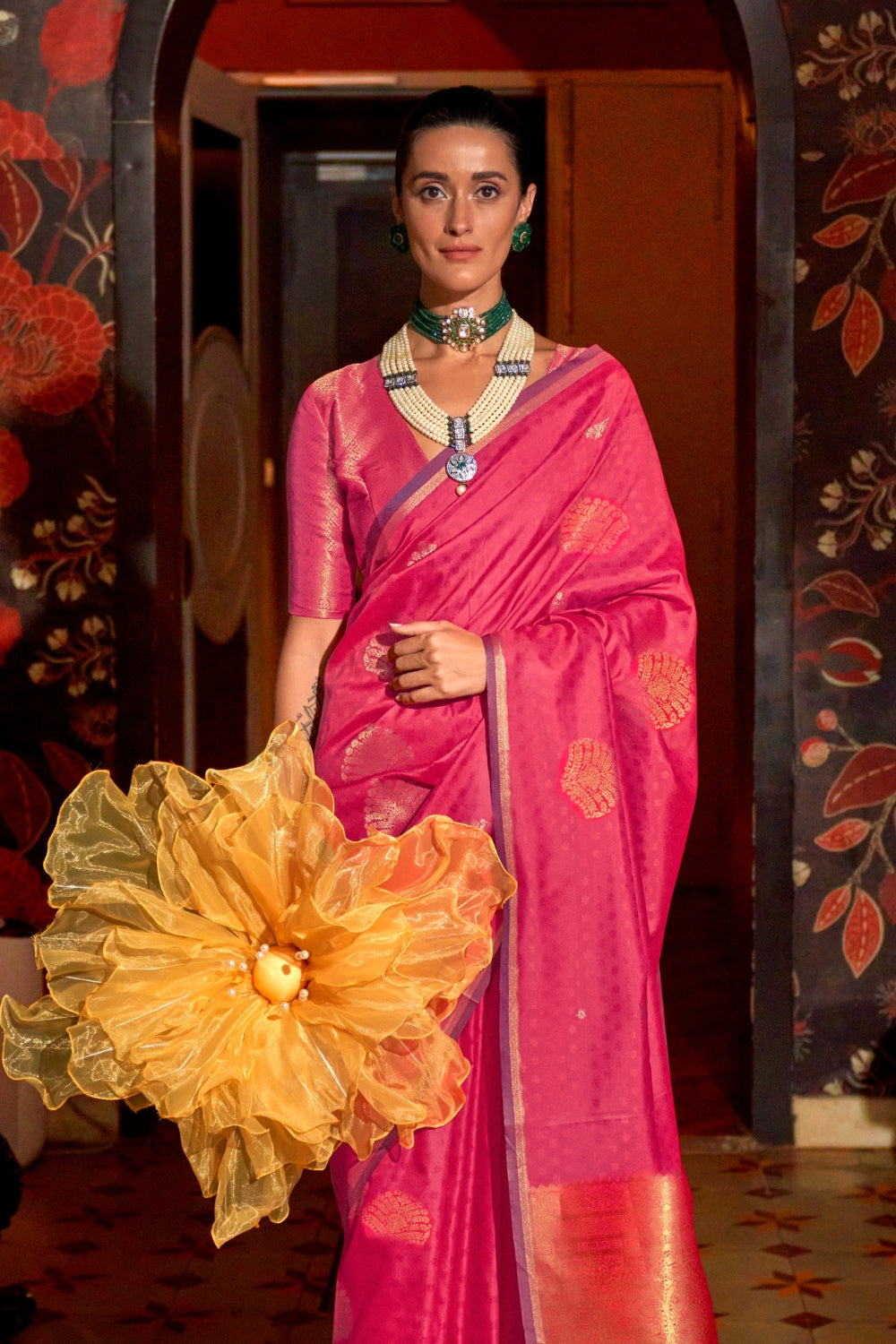 Pink Silk Saree