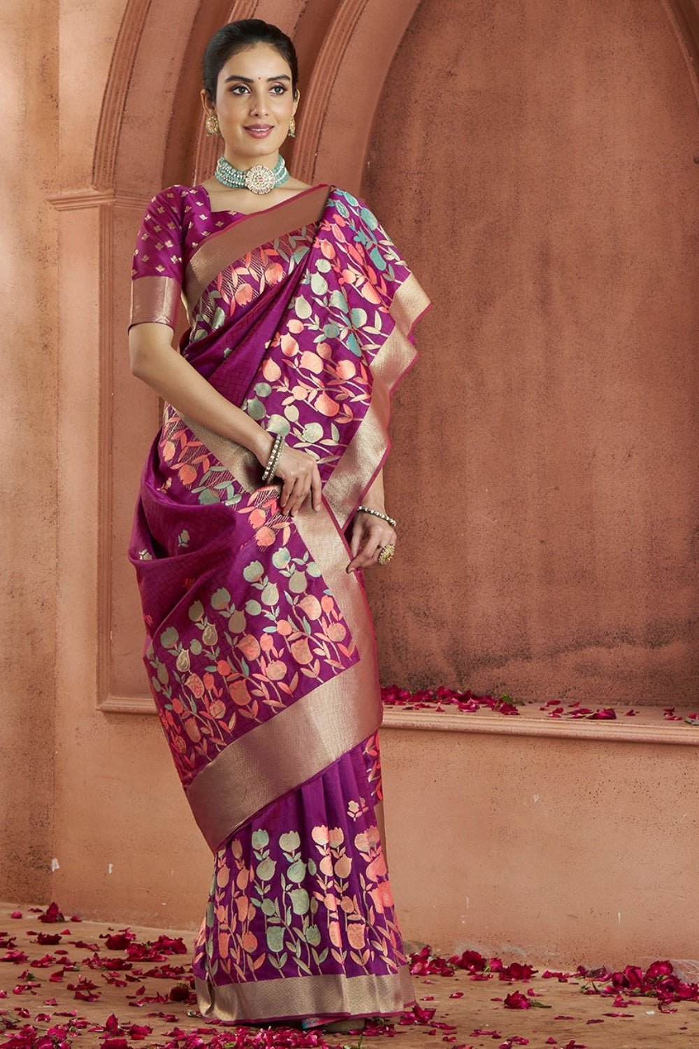 Purple Banarasi Silk Saree