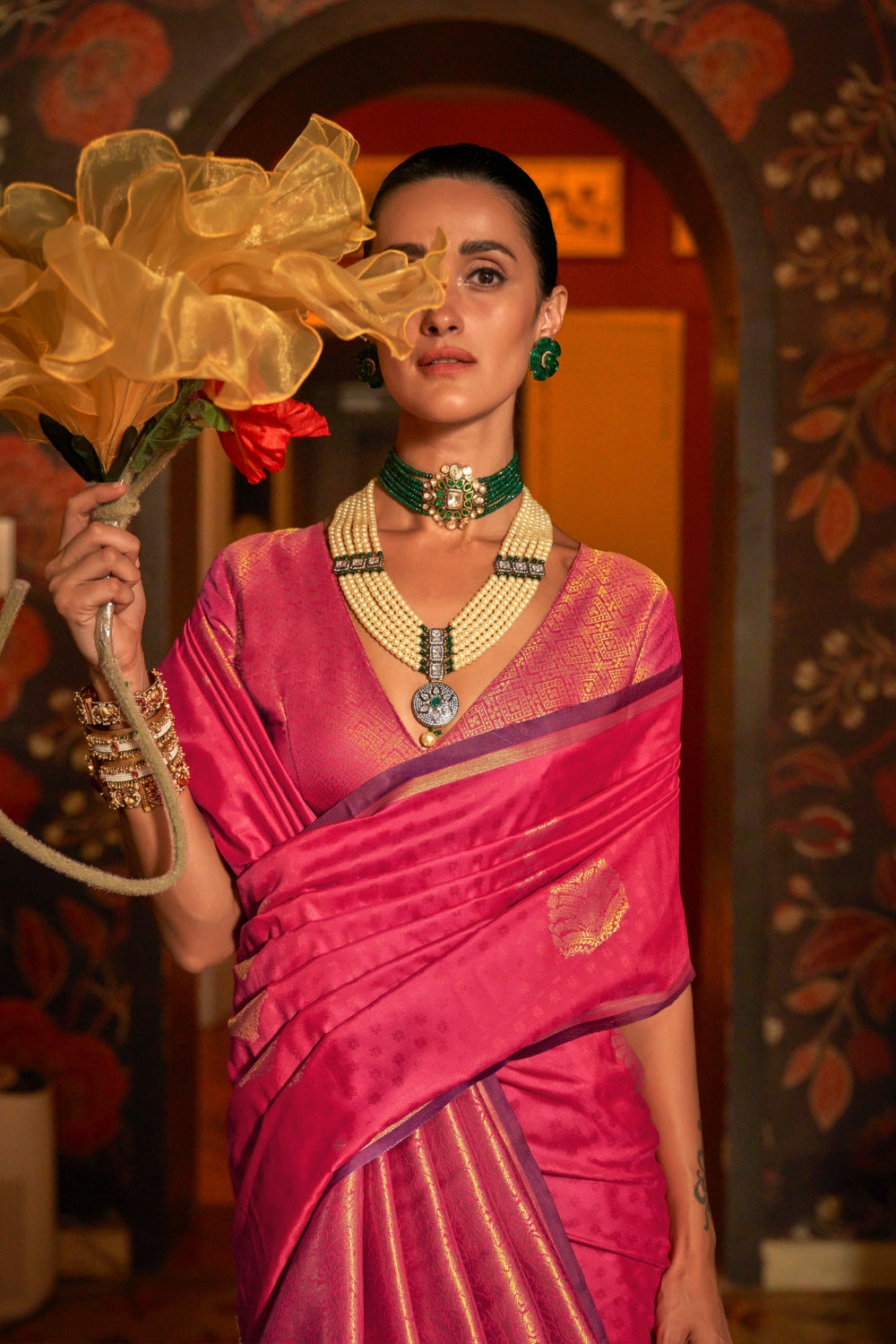 Pink Silk Saree