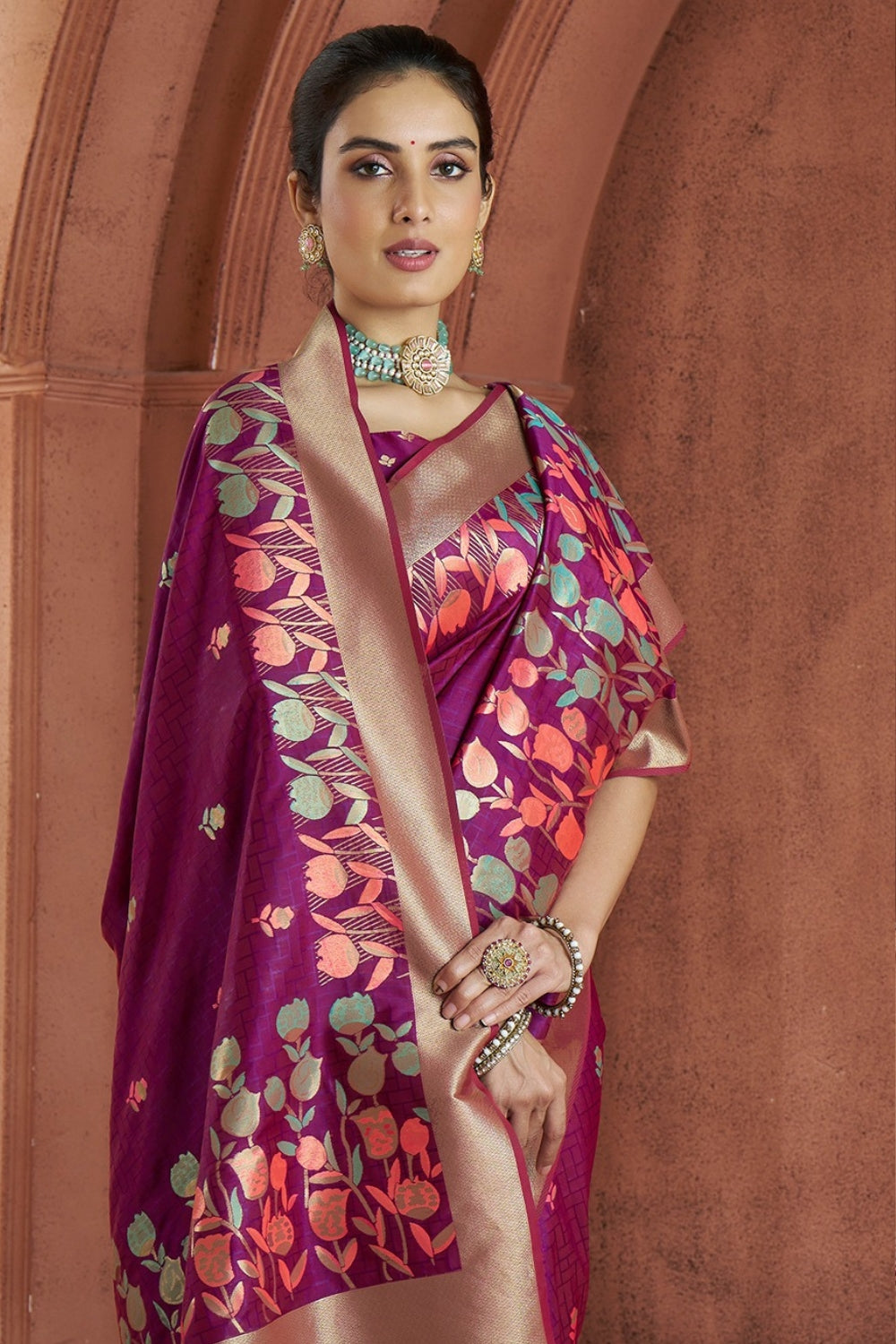 Purple Banarasi Silk Saree