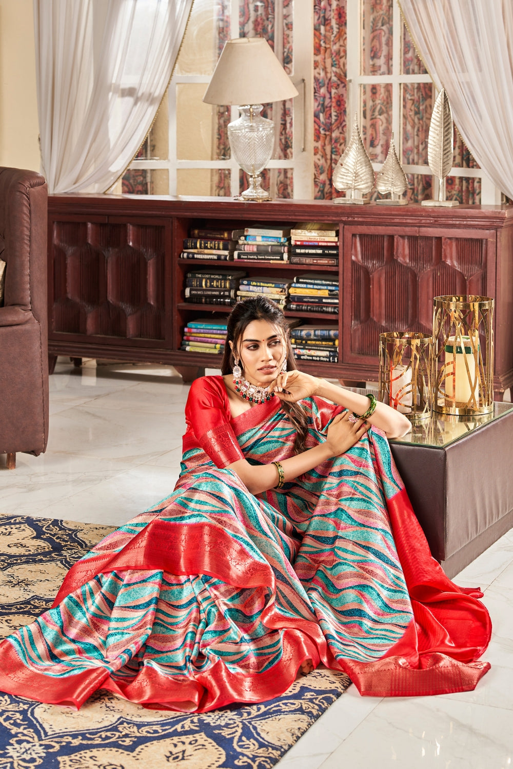 Multi Pure Satin Digital Saree