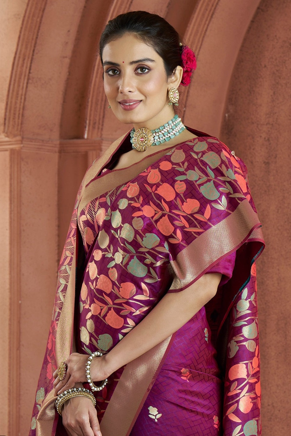 Purple Banarasi Silk Saree