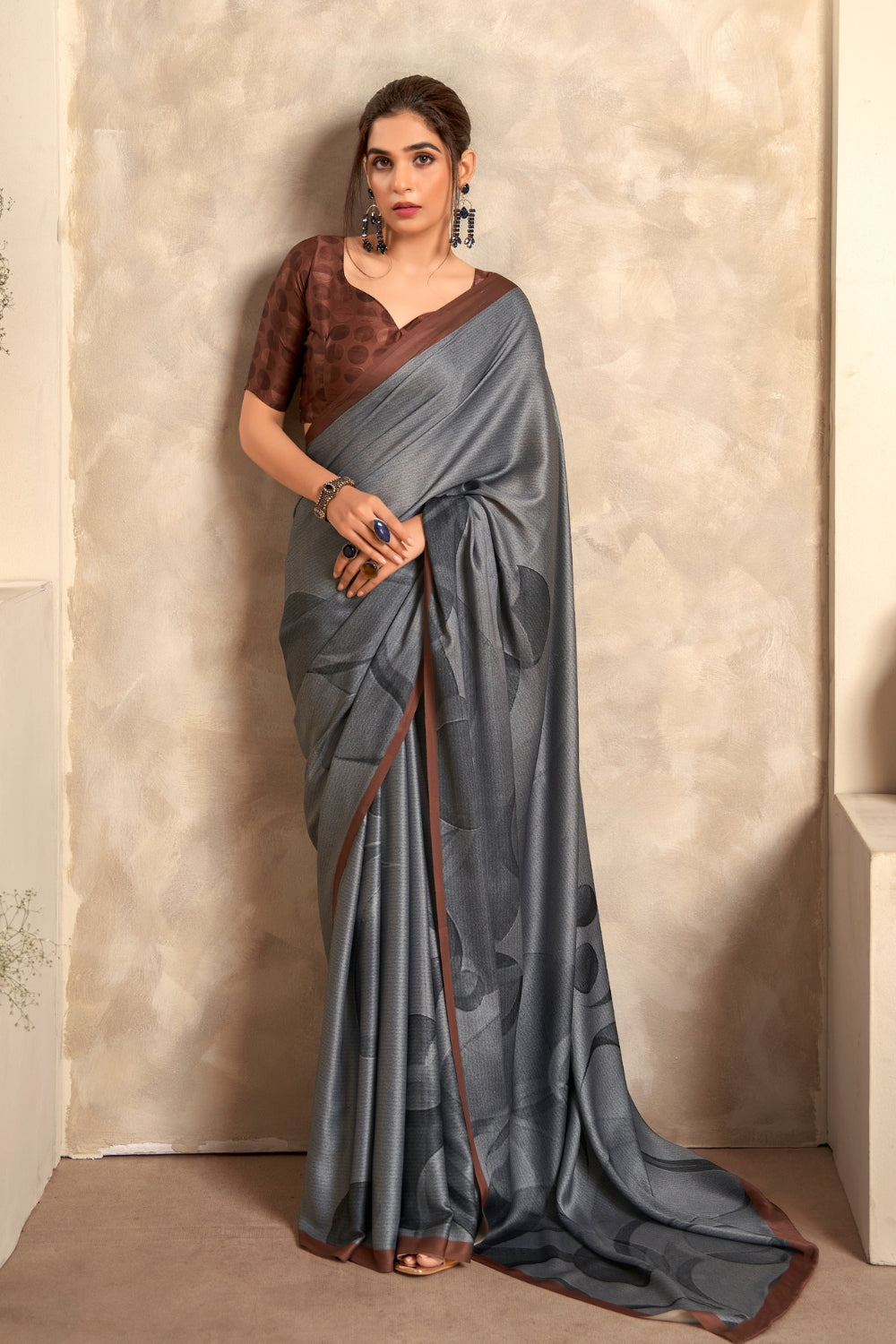 Multicolor Satin Crepe Saree