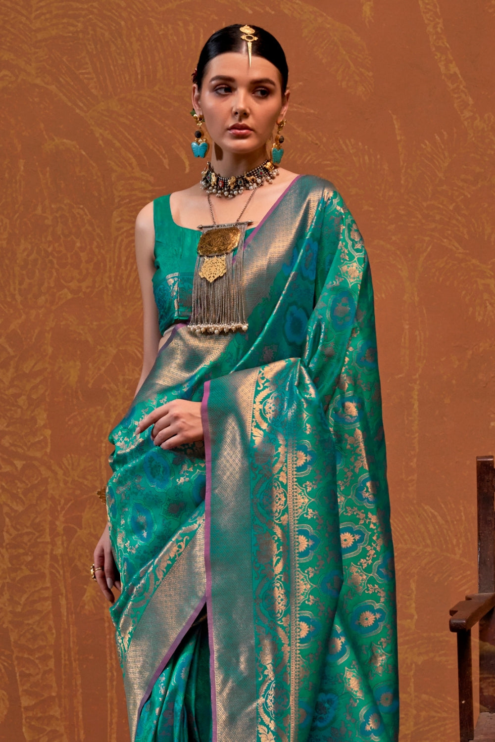 Teal Silk Saree