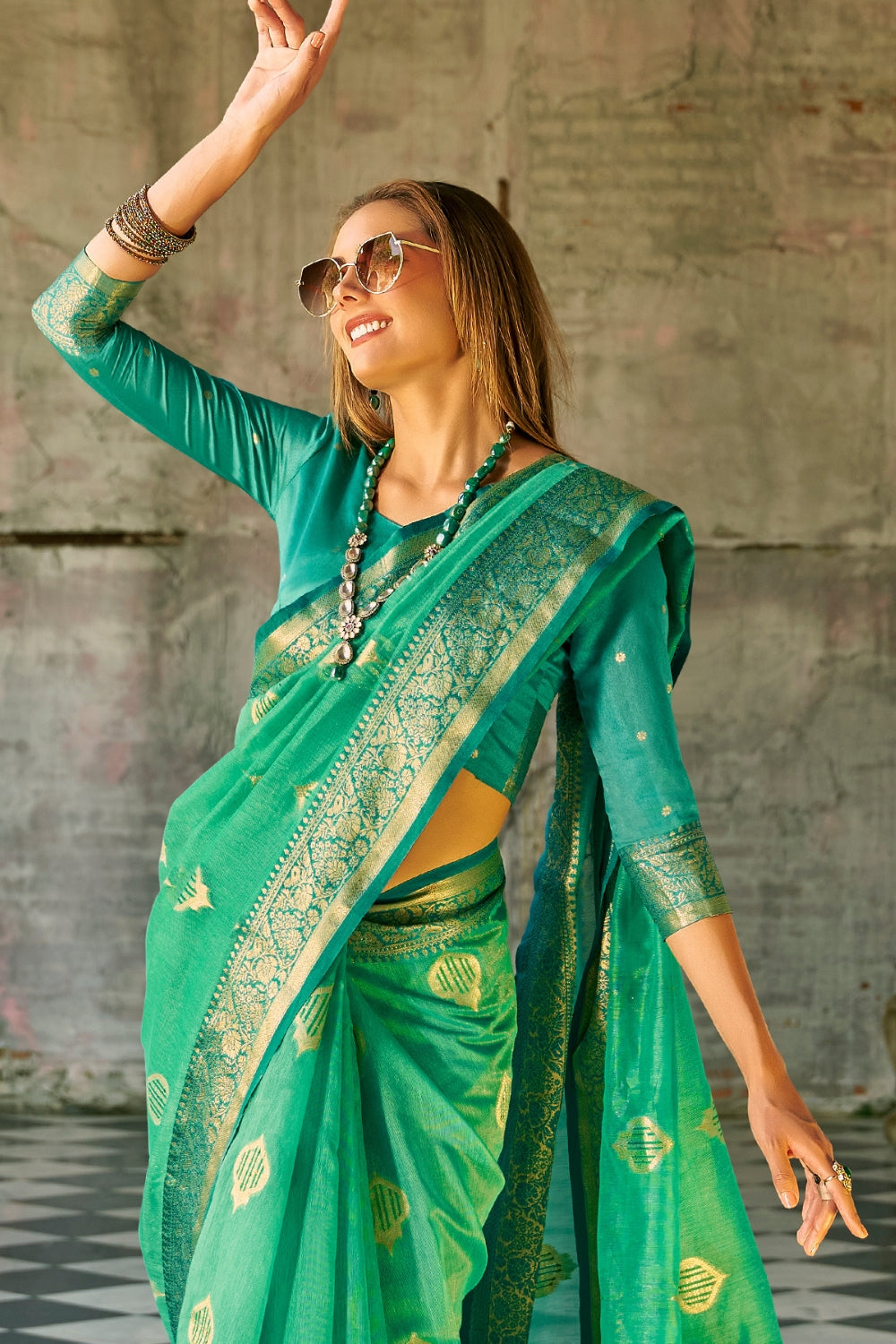 Green Tissue Silk Saree