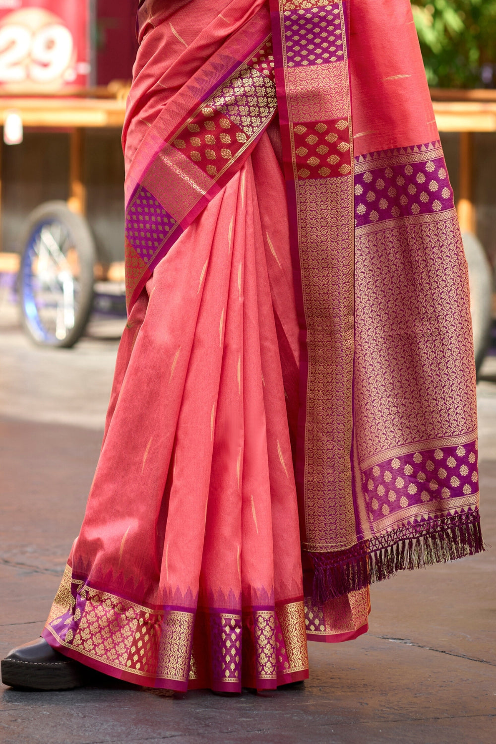 Peach Banarasi Silk Saree