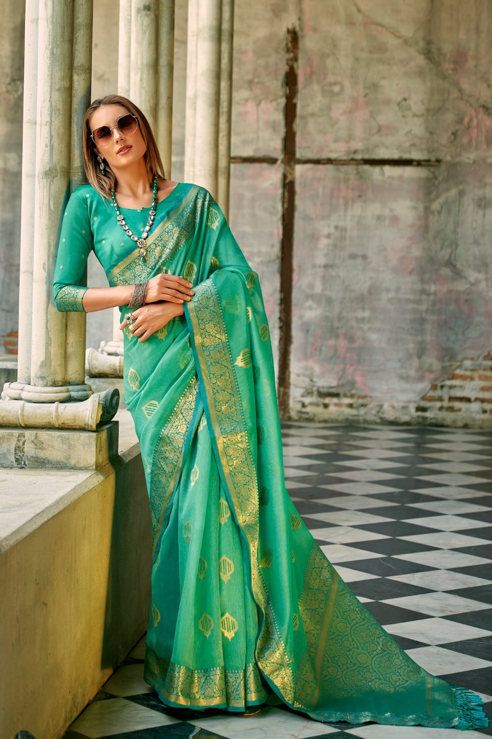 Green Tissue Silk Saree