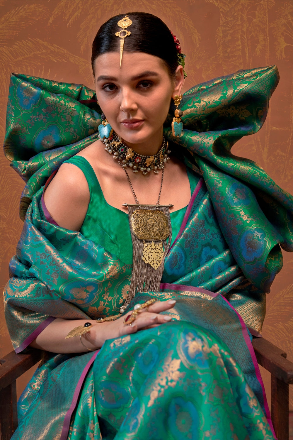 Teal Silk Saree