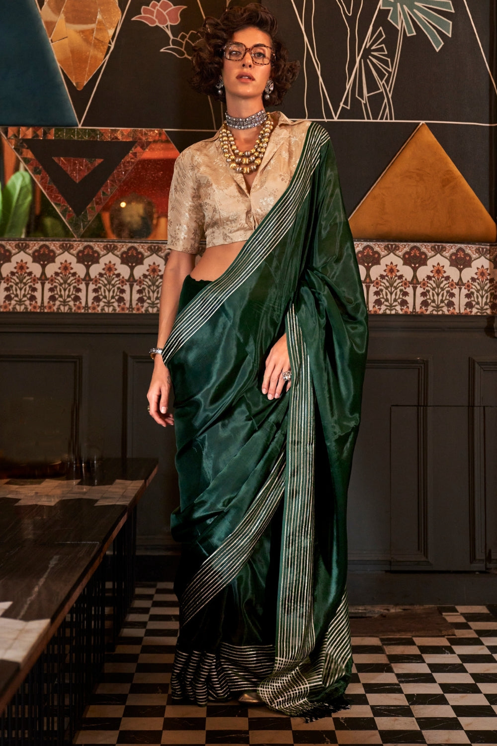 Forest Green Viscose Saree