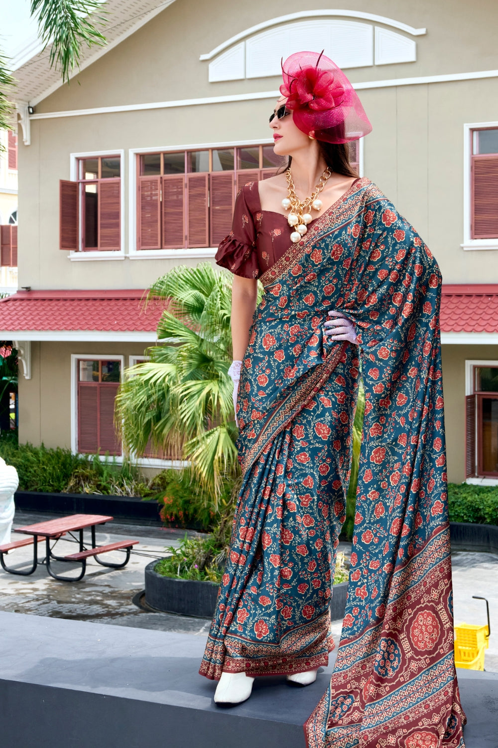 Blue Viscose Saree