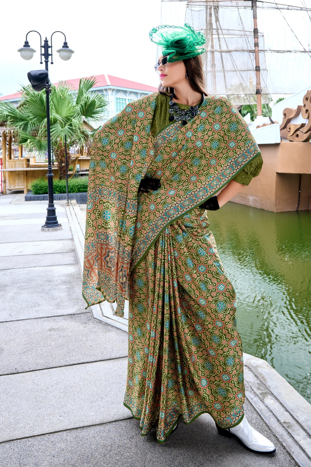 Dark Green Viscose Saree