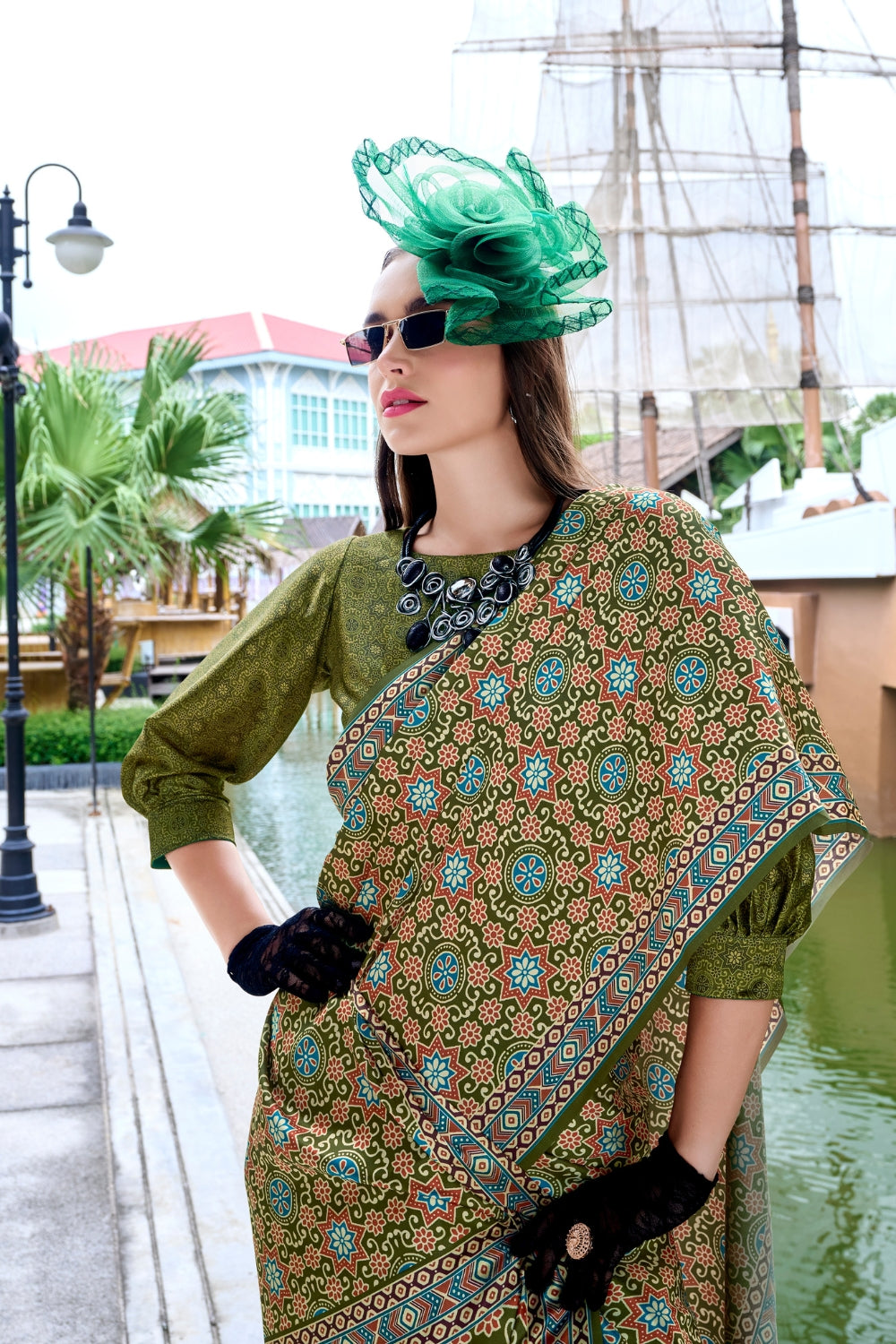 Dark Green Viscose Saree