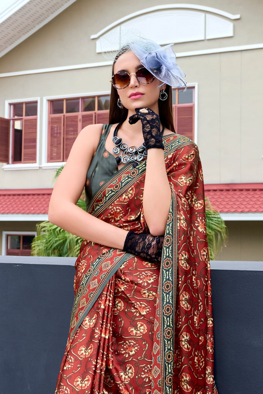 Brown Viscose Saree