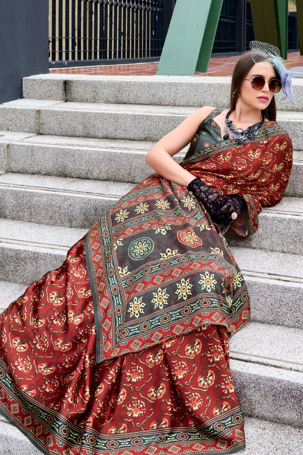 Brown Viscose Saree