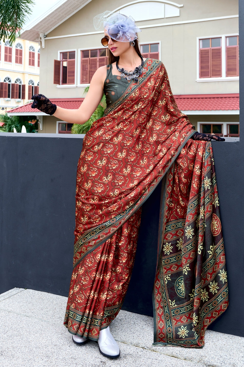 Brown Viscose Saree