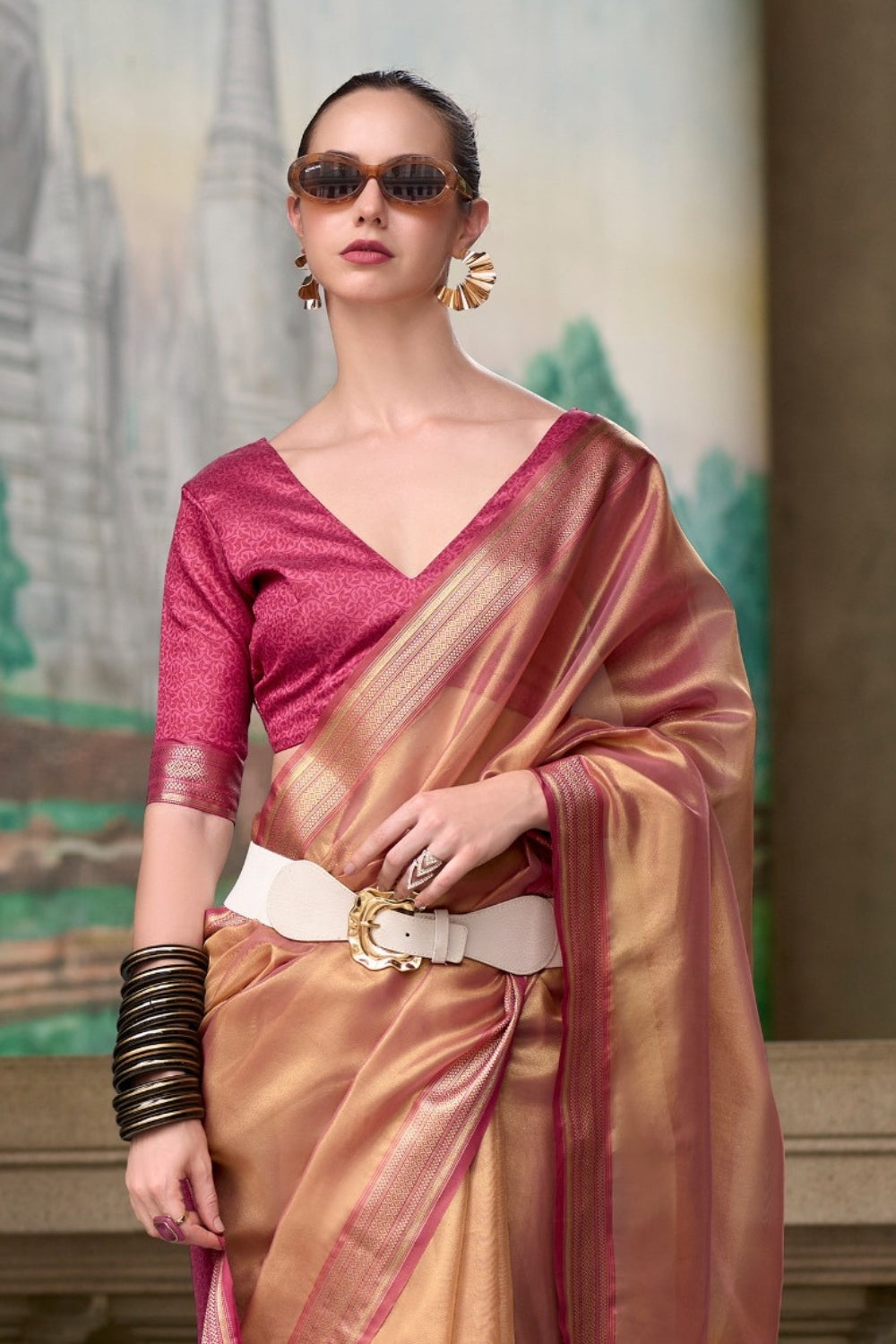 Coffee Brown Tissue Saree