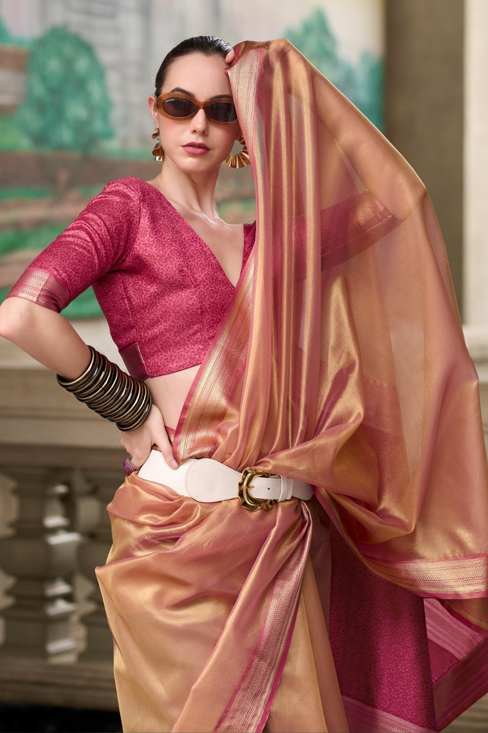 Coffee Brown Tissue Saree