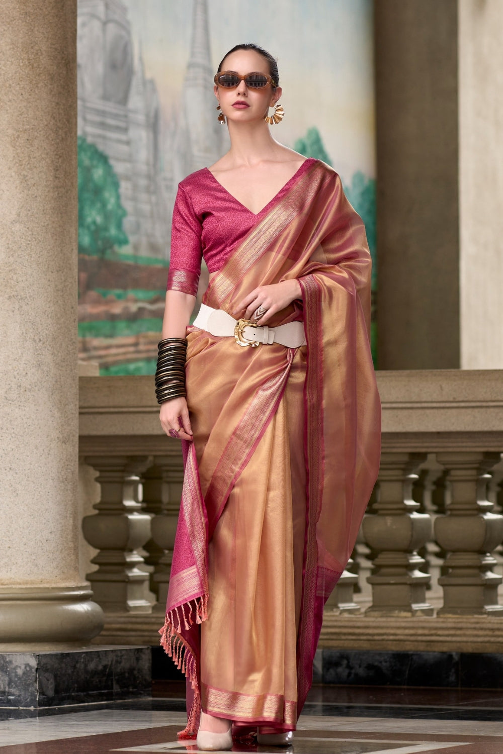 Coffee Brown Tissue Saree