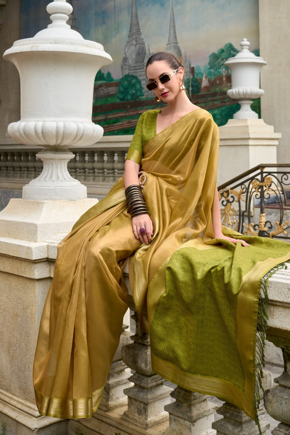 Green Tissue Saree