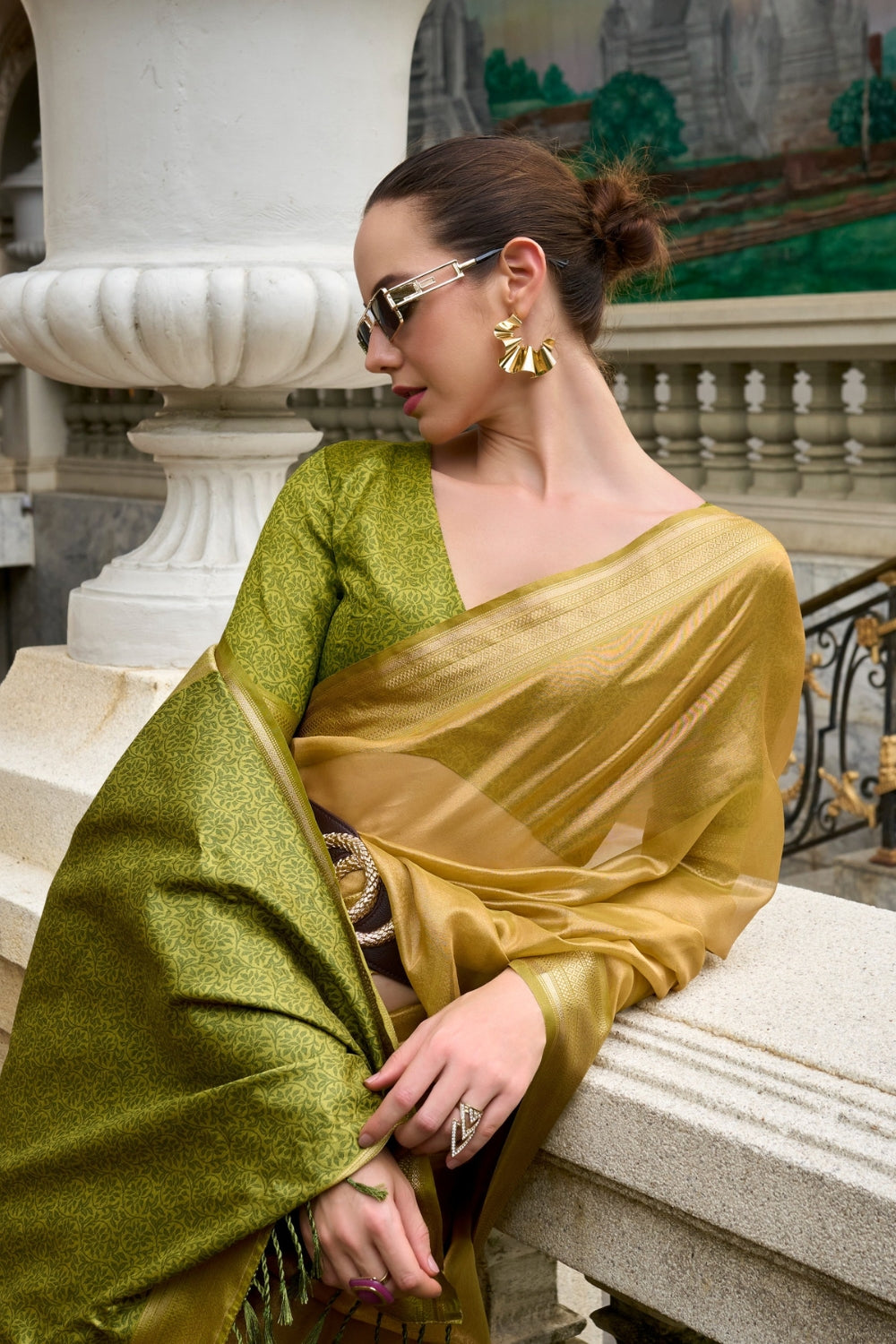 Green Tissue Saree