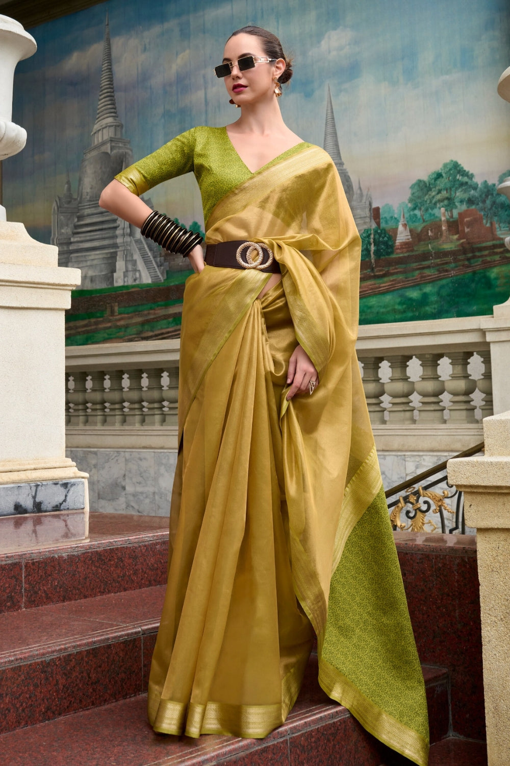 Green Tissue Saree