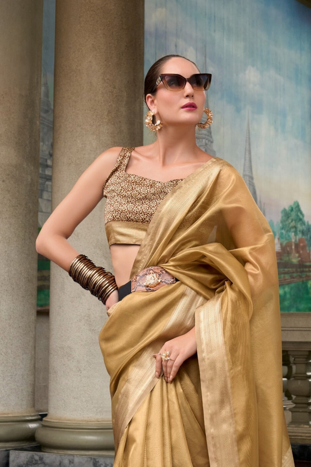 Mustard Tissue Saree