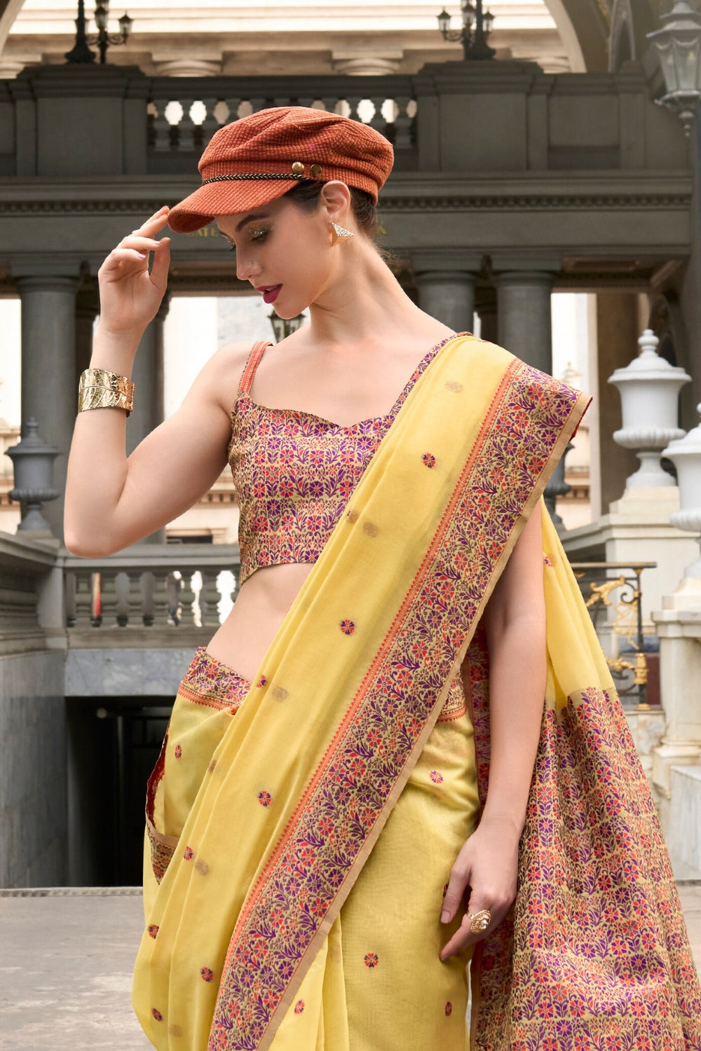 Yellow SOFT LINEN COTTON Saree