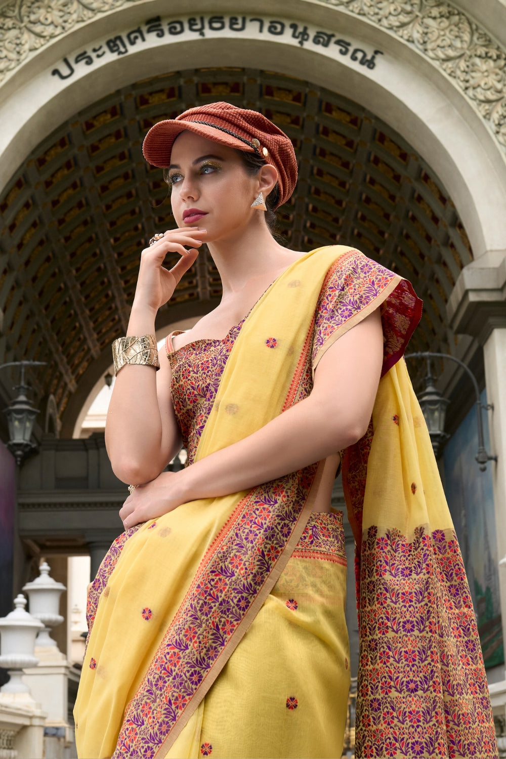 Yellow SOFT LINEN COTTON Saree