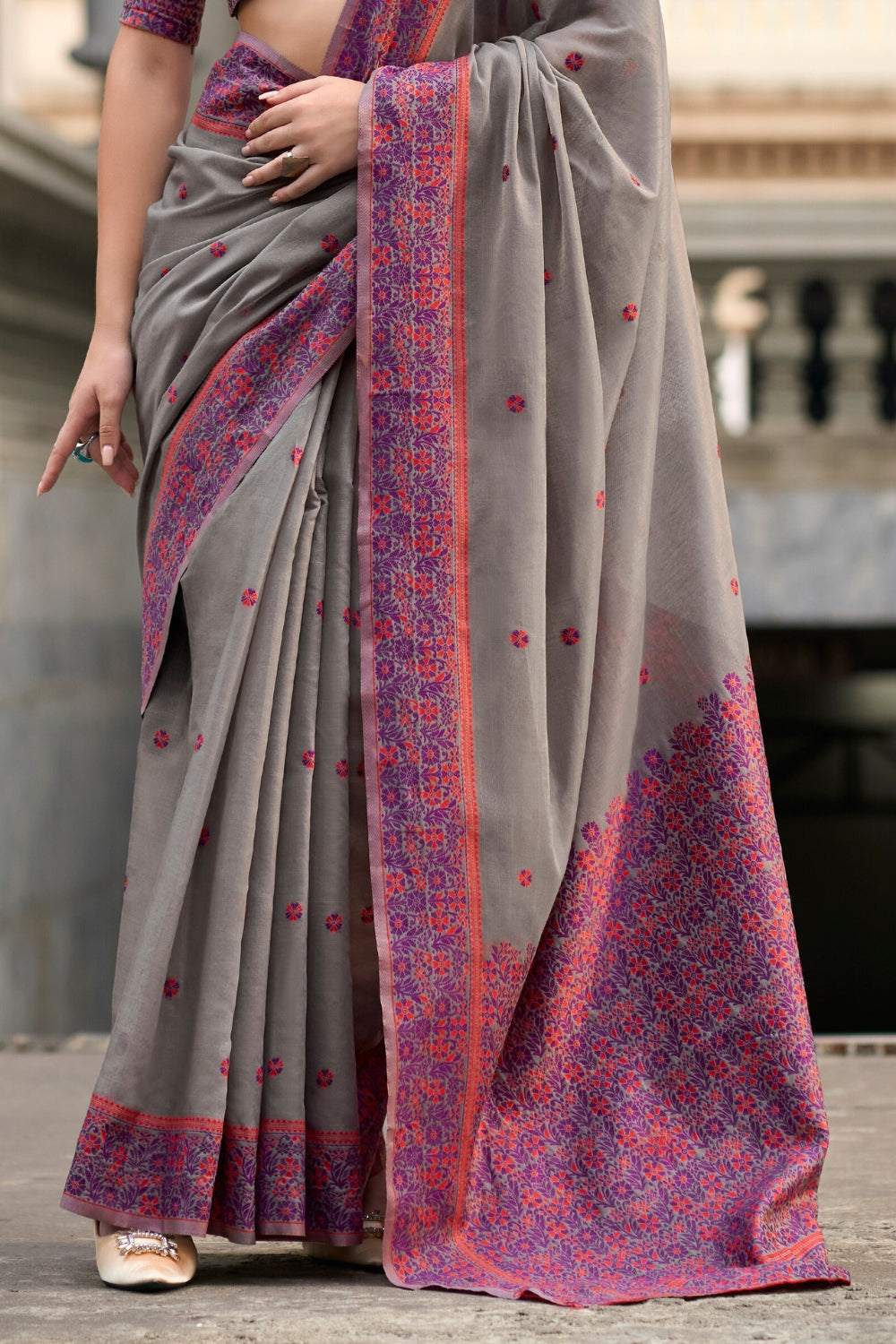 Grey SOFT LINEN COTTON Saree