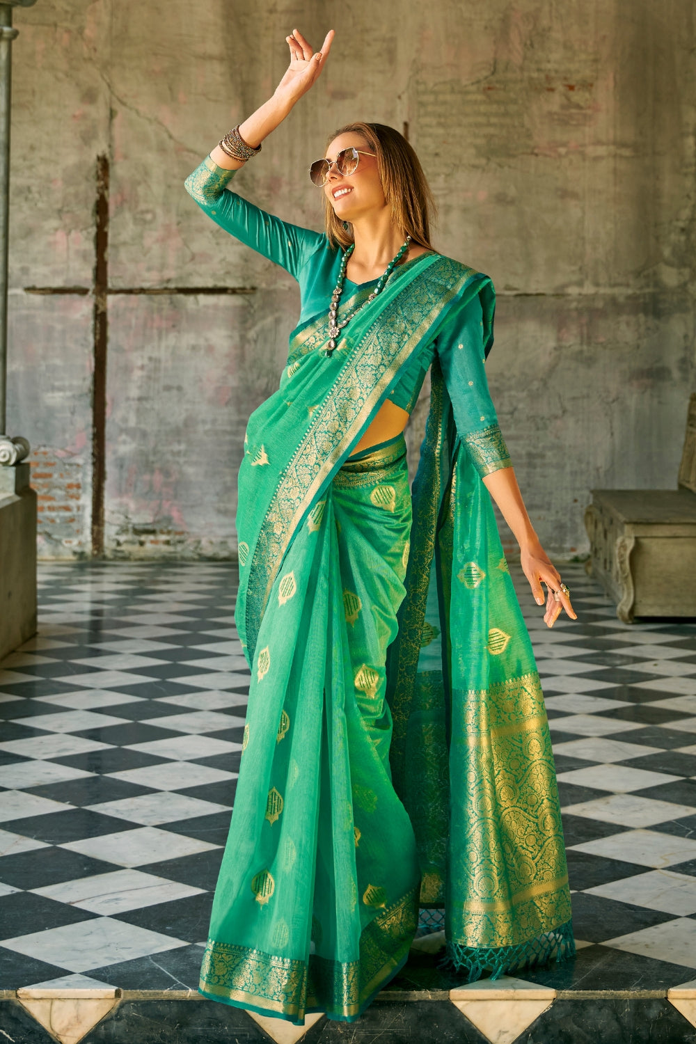 Green Tissue Silk Saree