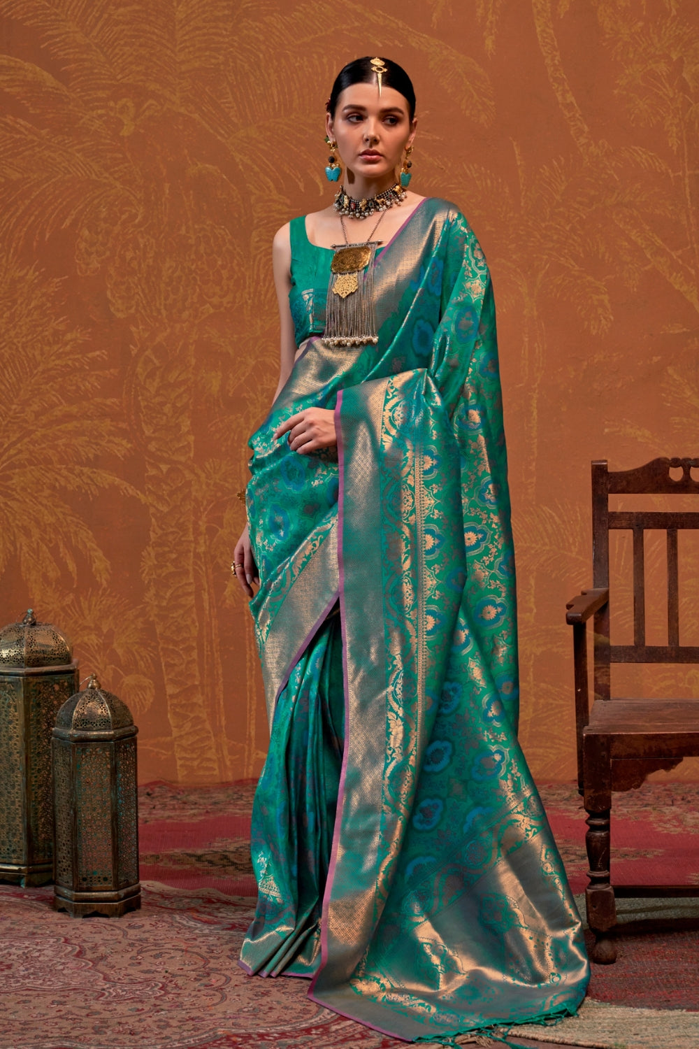 Teal Silk Saree