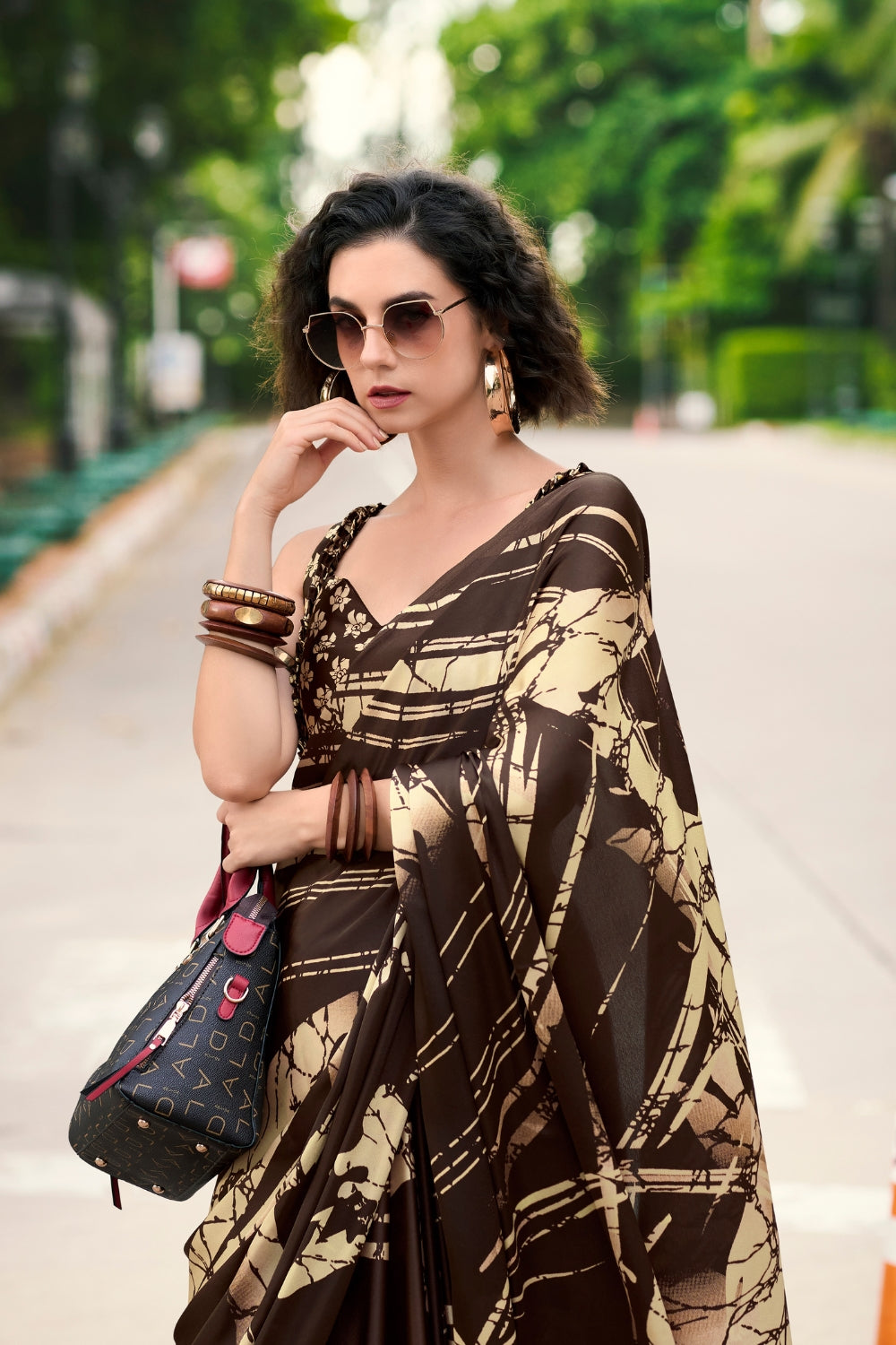 Coffee Japan SATIN Saree