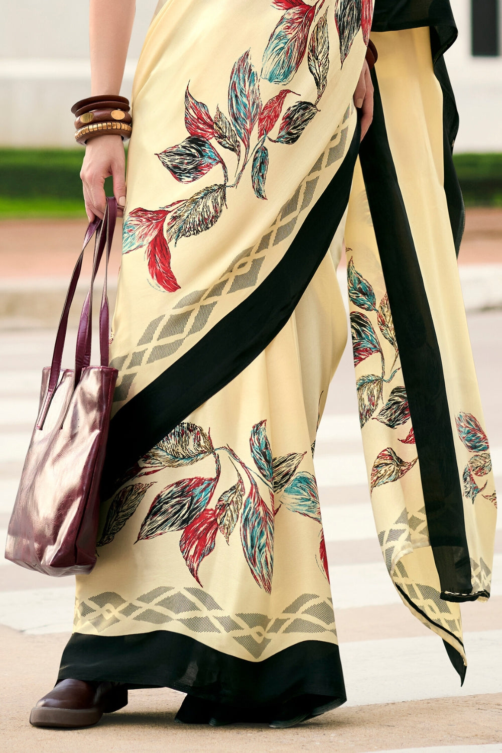 Beige Japan SATIN Saree