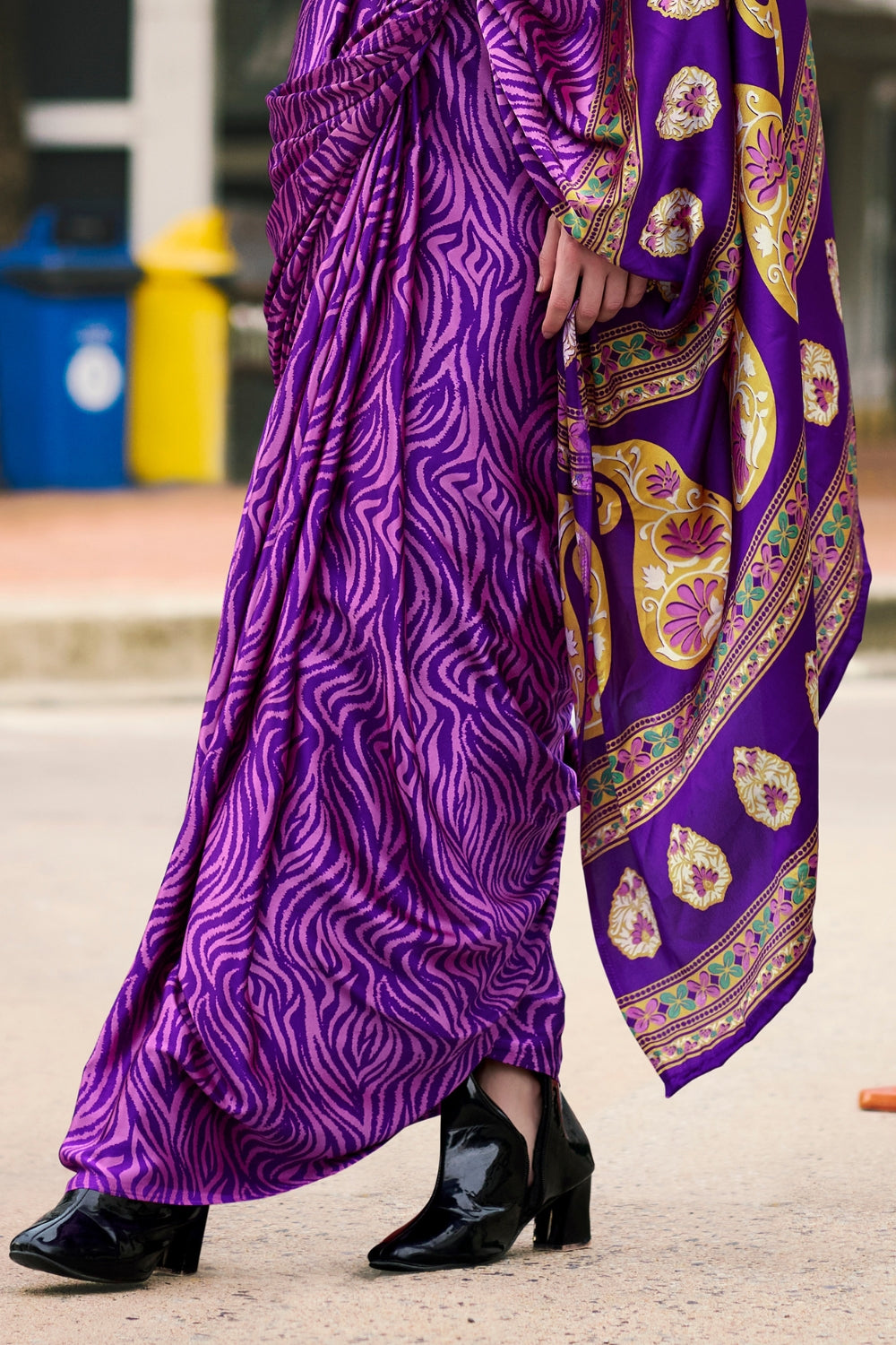 Purple Japan SATIN Saree