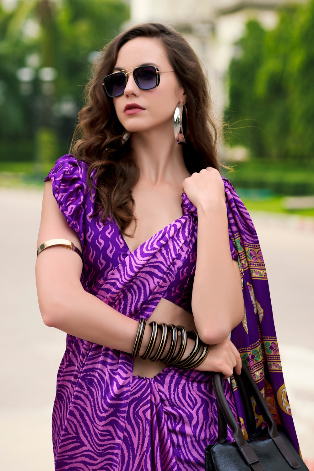 Purple Japan SATIN Saree