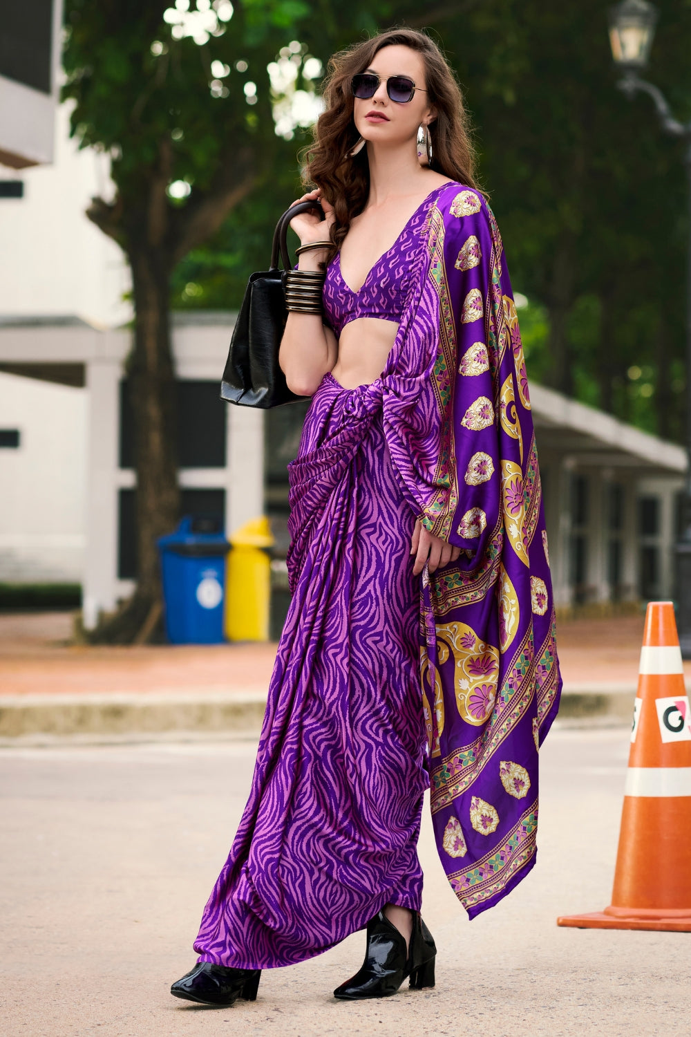 Purple Japan SATIN Saree