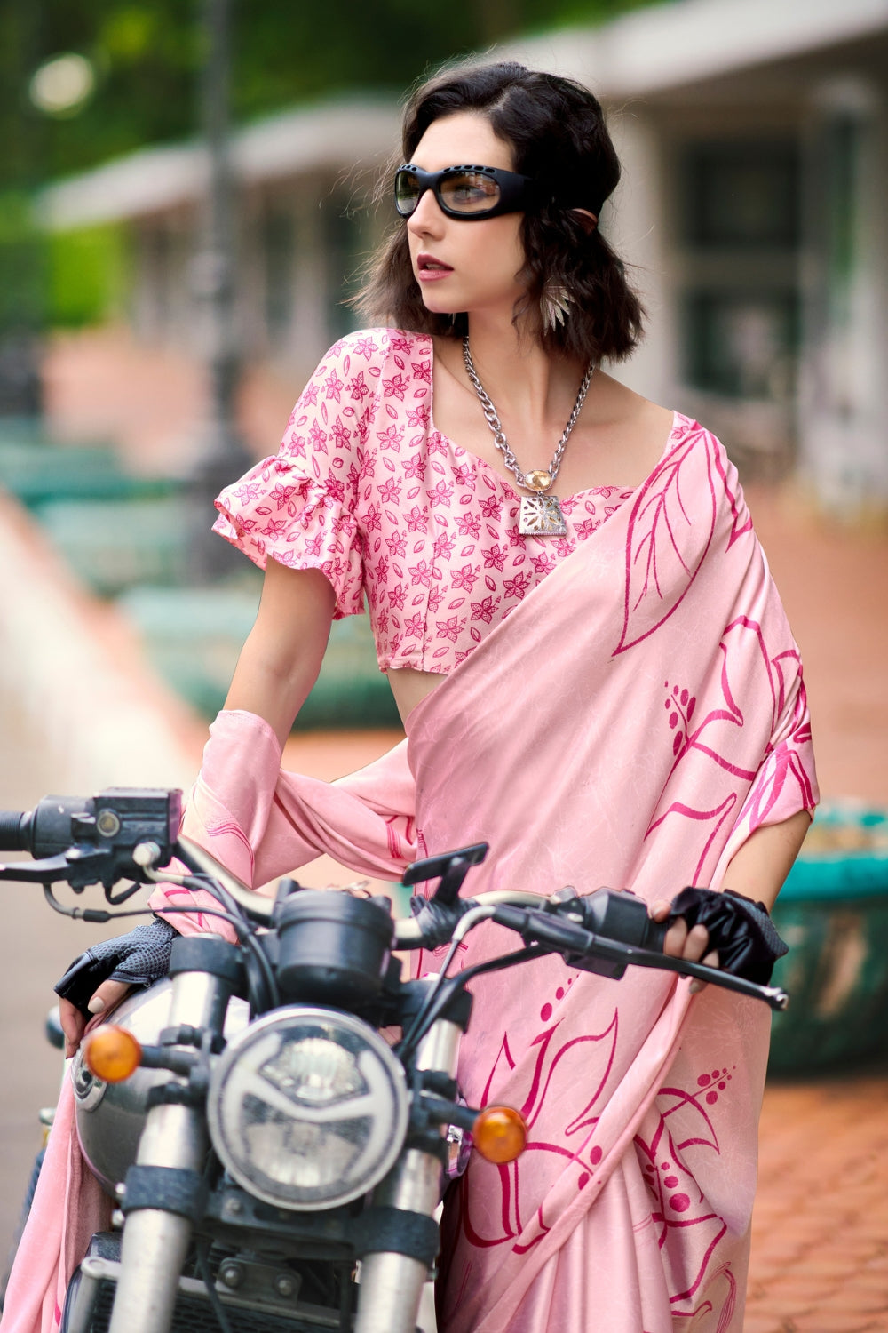 Pink Japan SATIN Saree