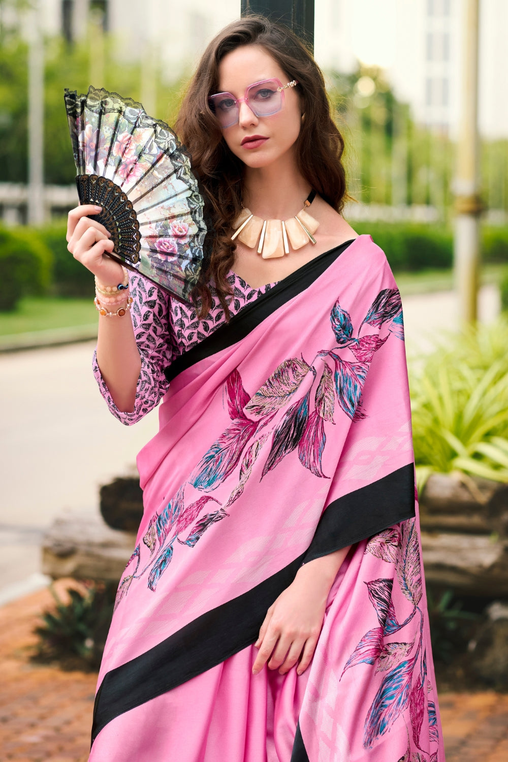 Pink Japan SATIN Saree