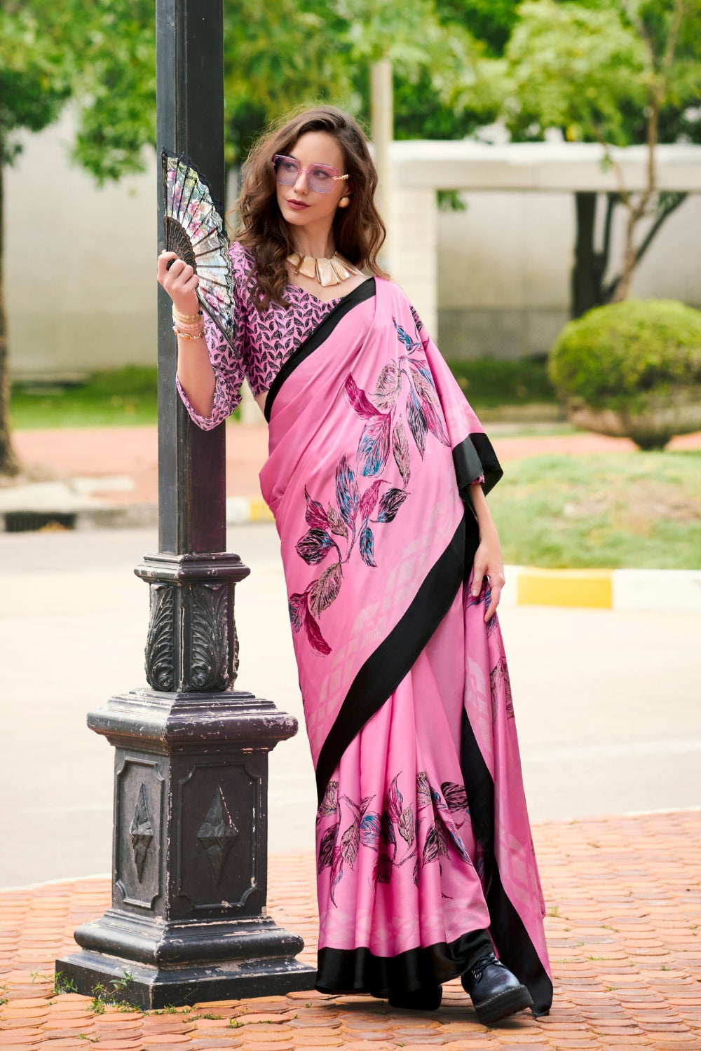 Pink Japan SATIN Saree